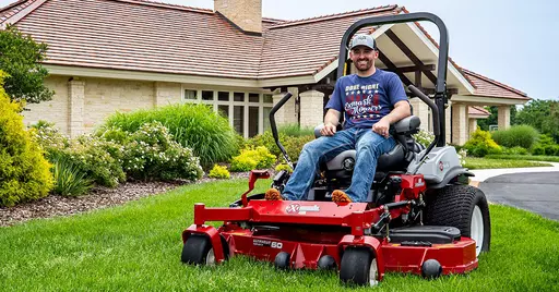 Austin Dillon on an Exmark Mower